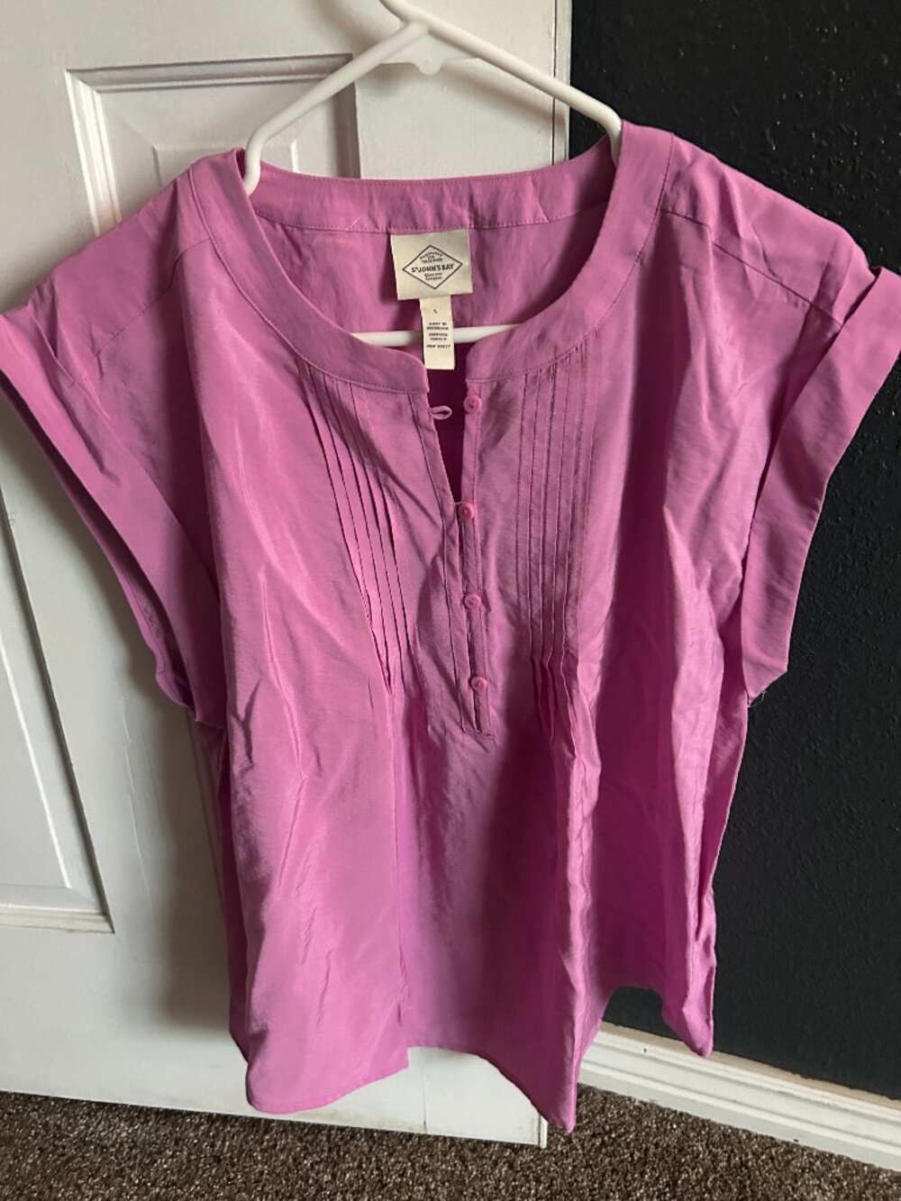 NWOT St. John's Bay Light Purple/Pink Short Sleeve Top Size L - Never Worn